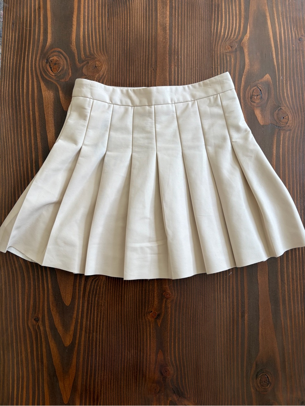Aritzia Sunday Best Cream Pleated Vegan Leather Skirt